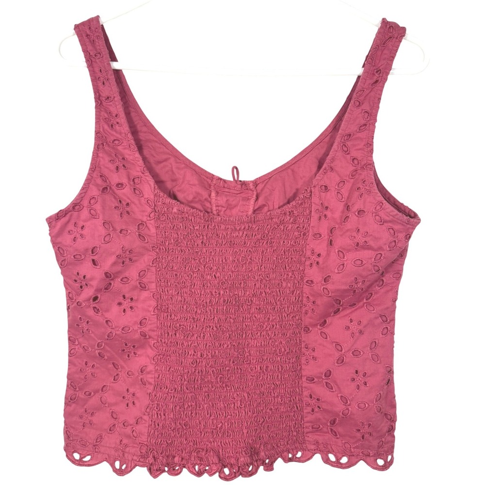 Abercrombie & Fitch Eyelet Tank Top Womens Medium Pink Lace Up Coquette Cottage - Picture 2 of 8
